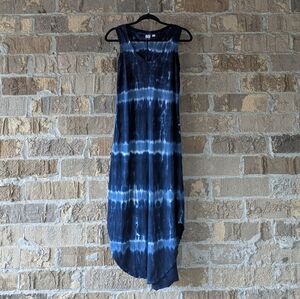 GAP Sleeveless Scoop Neck Midi Dress Blue Tie Dye Size XS Boho Beach